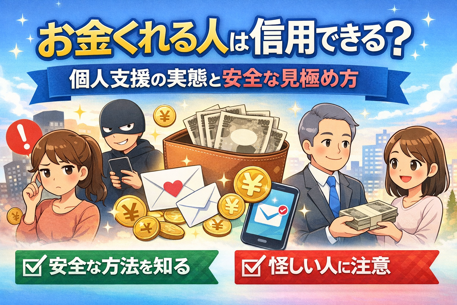 お金くれる人は信用できる？個人支援の実態と安全な見極め方